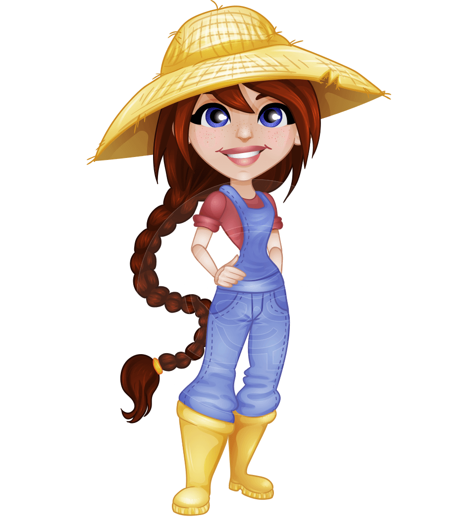female farmer vector cartoon character
